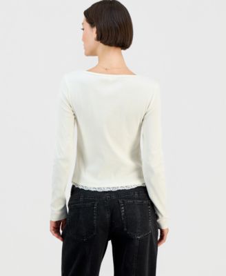 Juniors' Layered-Look Henley Top