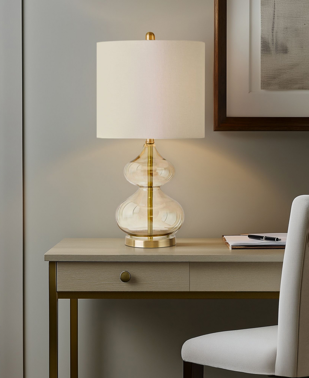 510 Design Ellipse Curved Gourd Glass Table Lamp, Set Of 2 In Gold