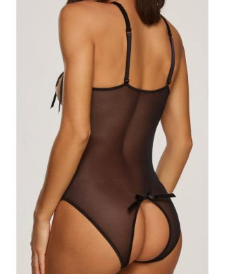 Women's Sexy Sheer Open Teddy Lingerie Bodysuit