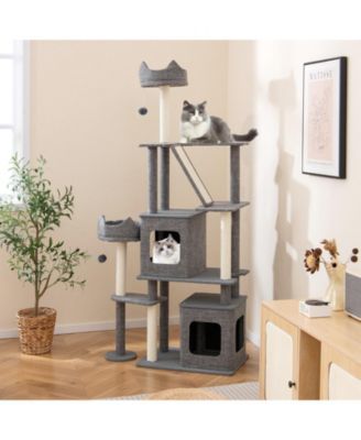 71'' Tall Cat Tree for Indoor Cats Modern Multi-Level Cat Tower Activity Center