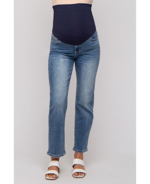 Женские джинсы Pinkblush Blue Straight Crop Jeans, цвет: Синий