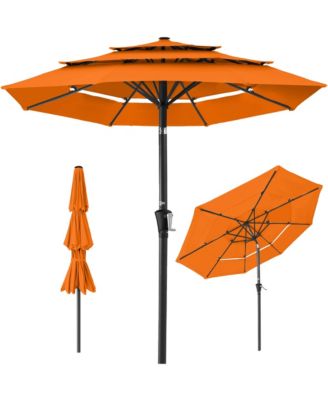 10ft 3-Tier Patio Umbrella, Market Sun Shade w/ Tilt Adjustment, Easy Crank
