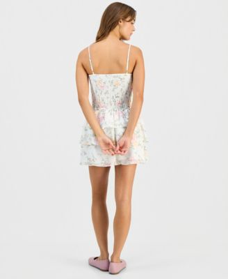 Juniors' Tiered-Skirt Sleeveless Mini Dress