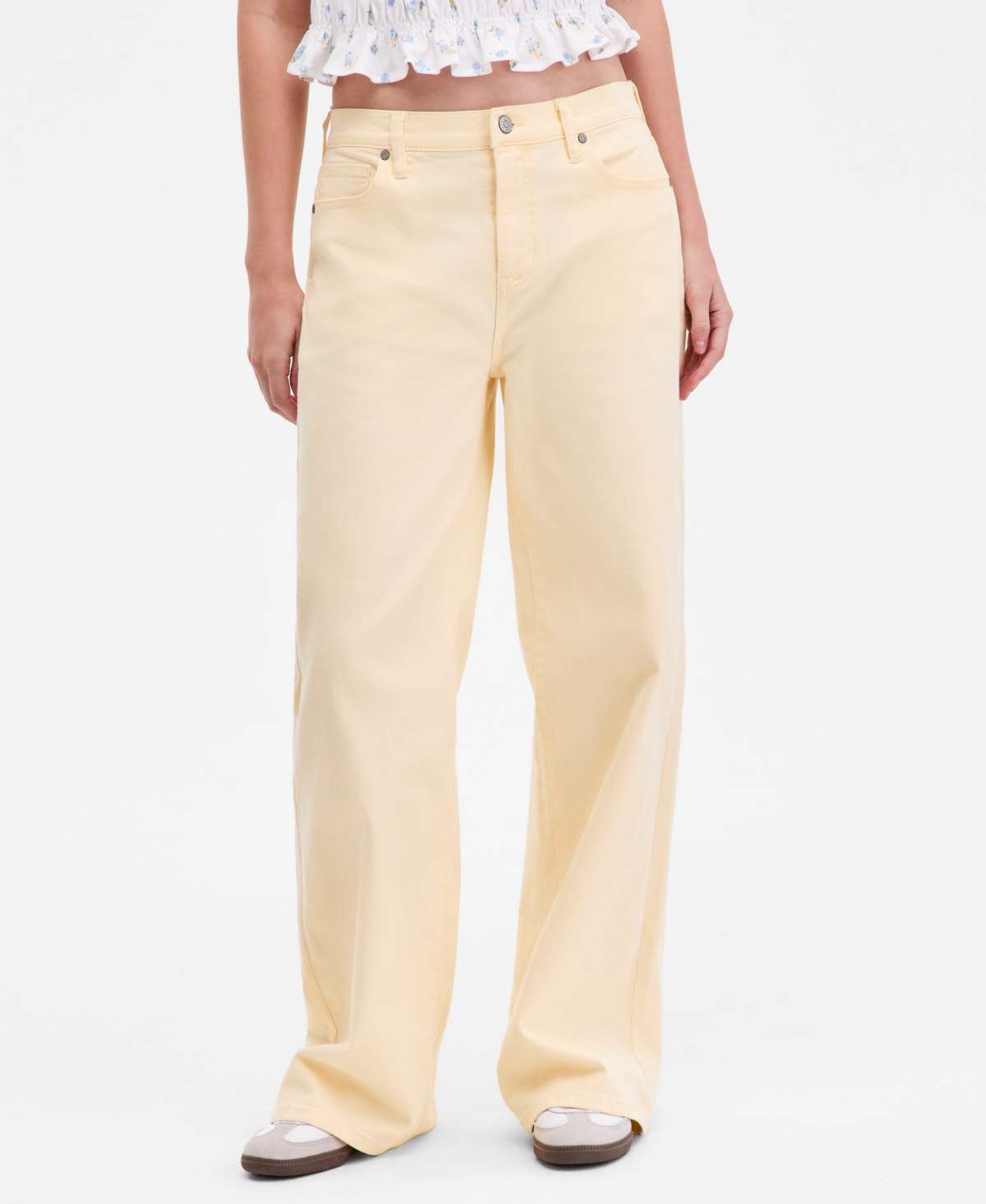 Celebrity Pink Juniors' Baggy Wide-leg Jeans In Neutral