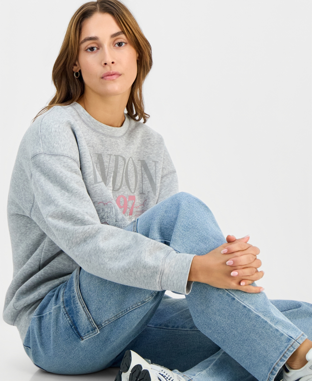 Self Esteem Juniors' London Rose Crewneck Sweatshirt