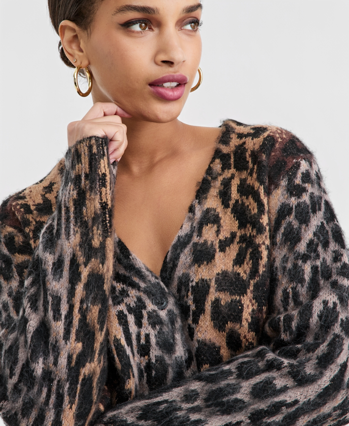 Bar Iii Women's Animal-Print Cardigan, Macy's Exclusive
