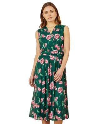 Women's Floral Mesh Midi Skater Dress