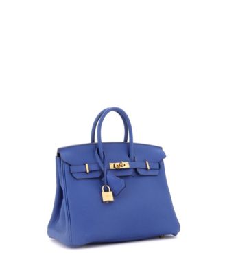 irkin 25 Handbag Blue Togo with Gold Hardware