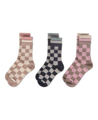 Women's 3 Pair Pack Checkmate Triple Cuff Crew Socks