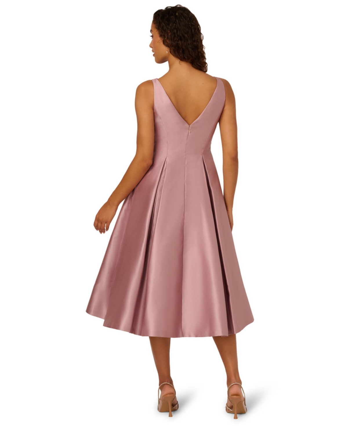 Adrianna Papell Boat-neck A-line Dress In Pink
