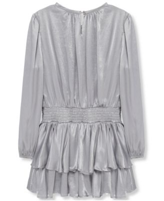 Girls' 7-16 Long-Sleeves Ruffle Dress