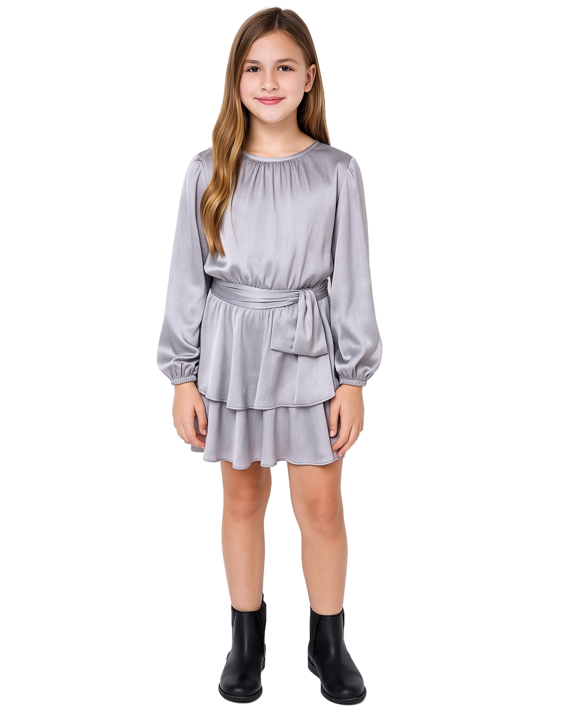 Habitual Kid Girls 7-16 Long Sleeves Ruffle Dress In Animal Print