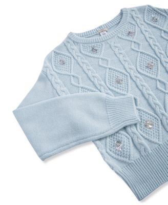 Girls' 7-16 Sequin Cable Knit Sweater and Pants, 2-Piece Set