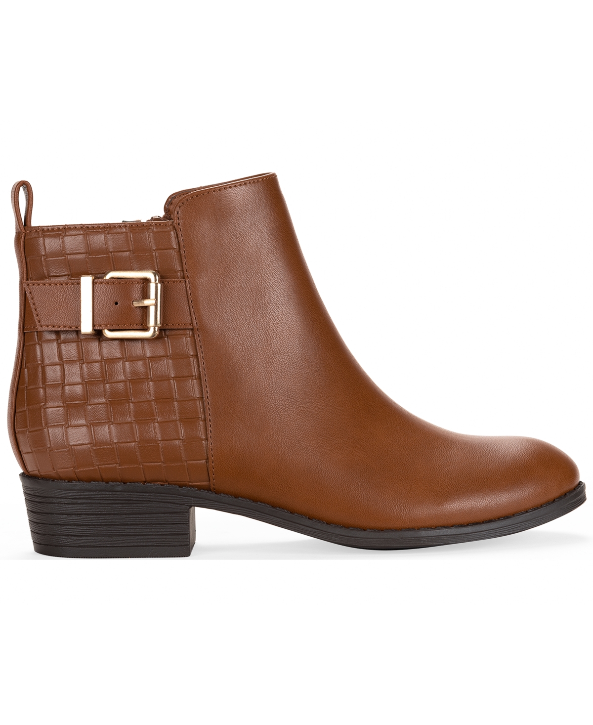Style & Co Women's Claraa Buckle Detail Block Heel Booties, Macy's Exclusive In Brown