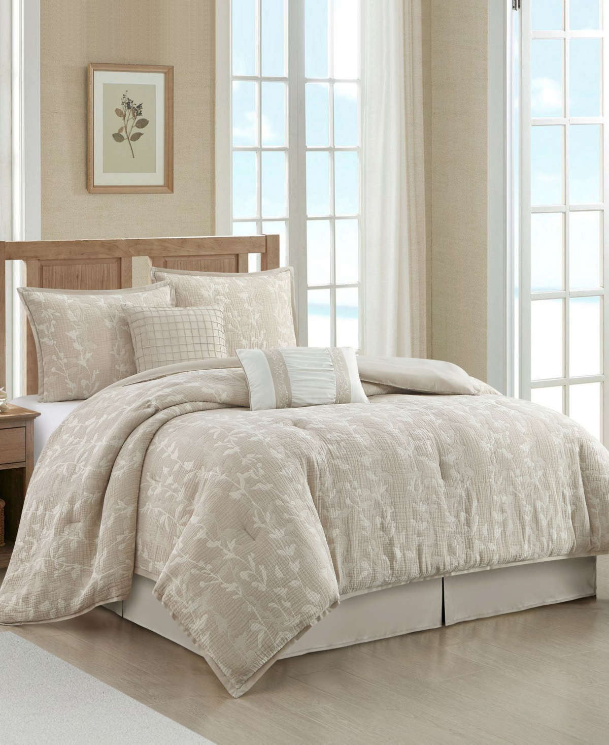 Stratford Park Desia Leaves 6-pc. Comforter Set, Queen In Neutral
