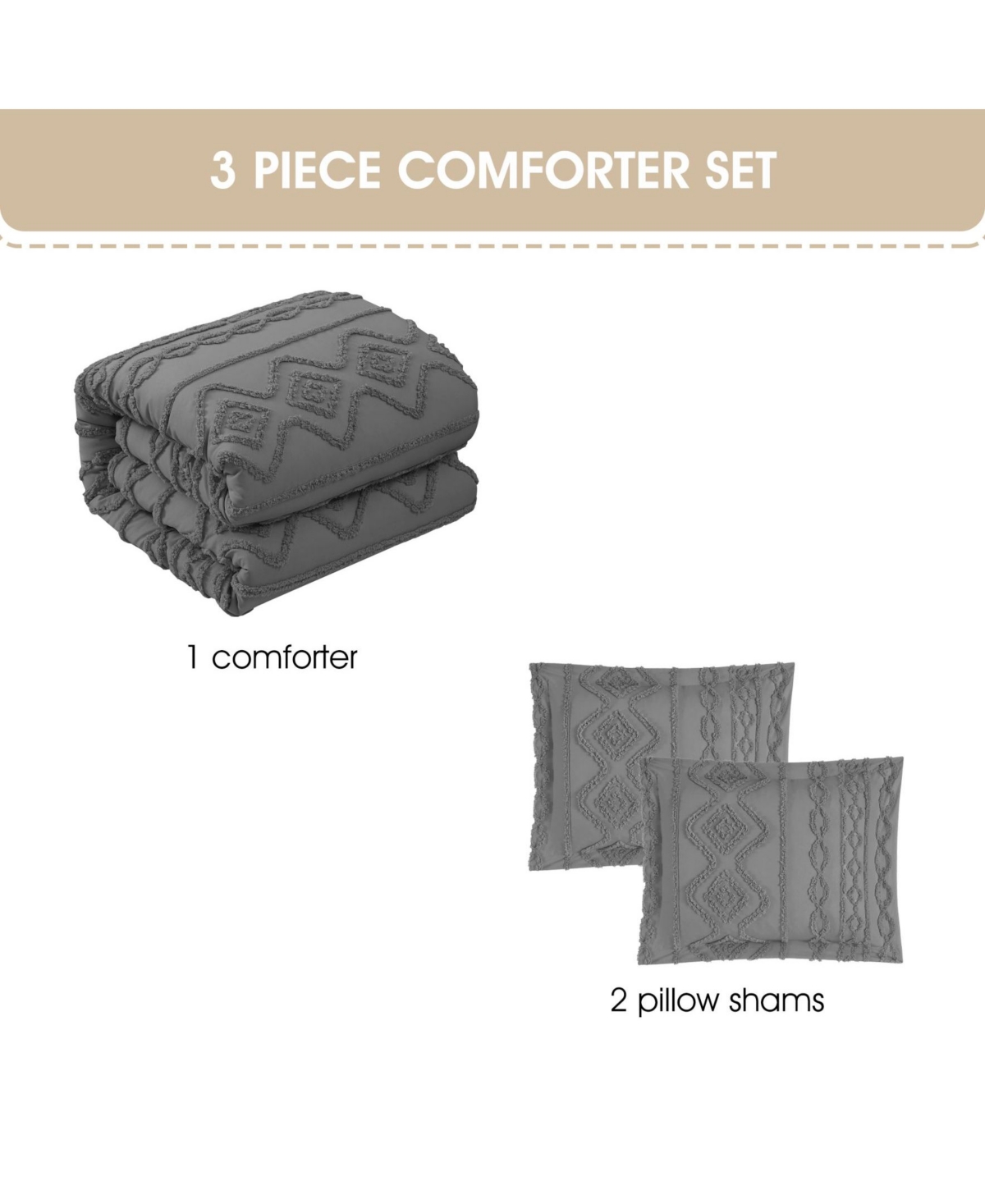 Stratford Park Aluma Geometric 3-pc. Comforter Set, Queen In Gray