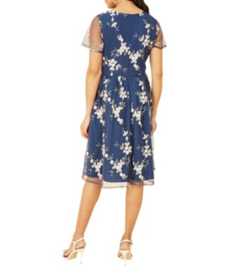 Women's Embroidered Floral Skater Dress