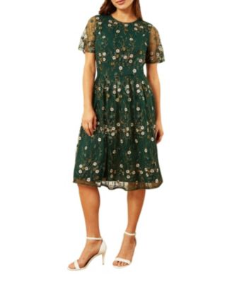 Women's Embroidered Floral Skater Dress