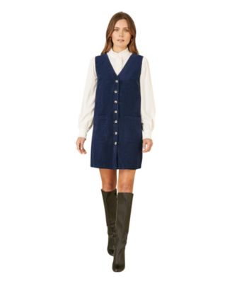 Women's Cord Tunic Dress With Pockets