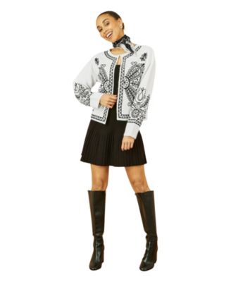 Women's Knitted Folk Edge To Edge Cardi