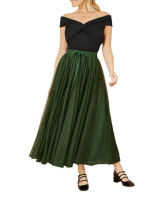 Women's Mesh Heart Print Tulle Skirt