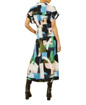 Women's Brushstroke Print Relaxed Shirt Dress