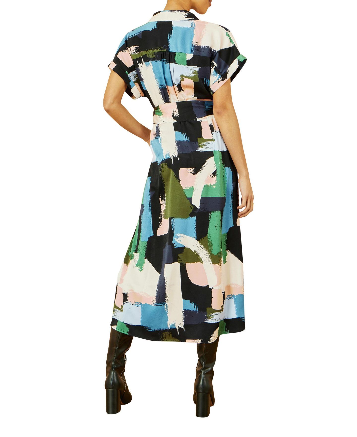 Женское платье Yumi Brushstroke Print Relaxed Shirt Dress, цвет: Разноцветный — фото 6