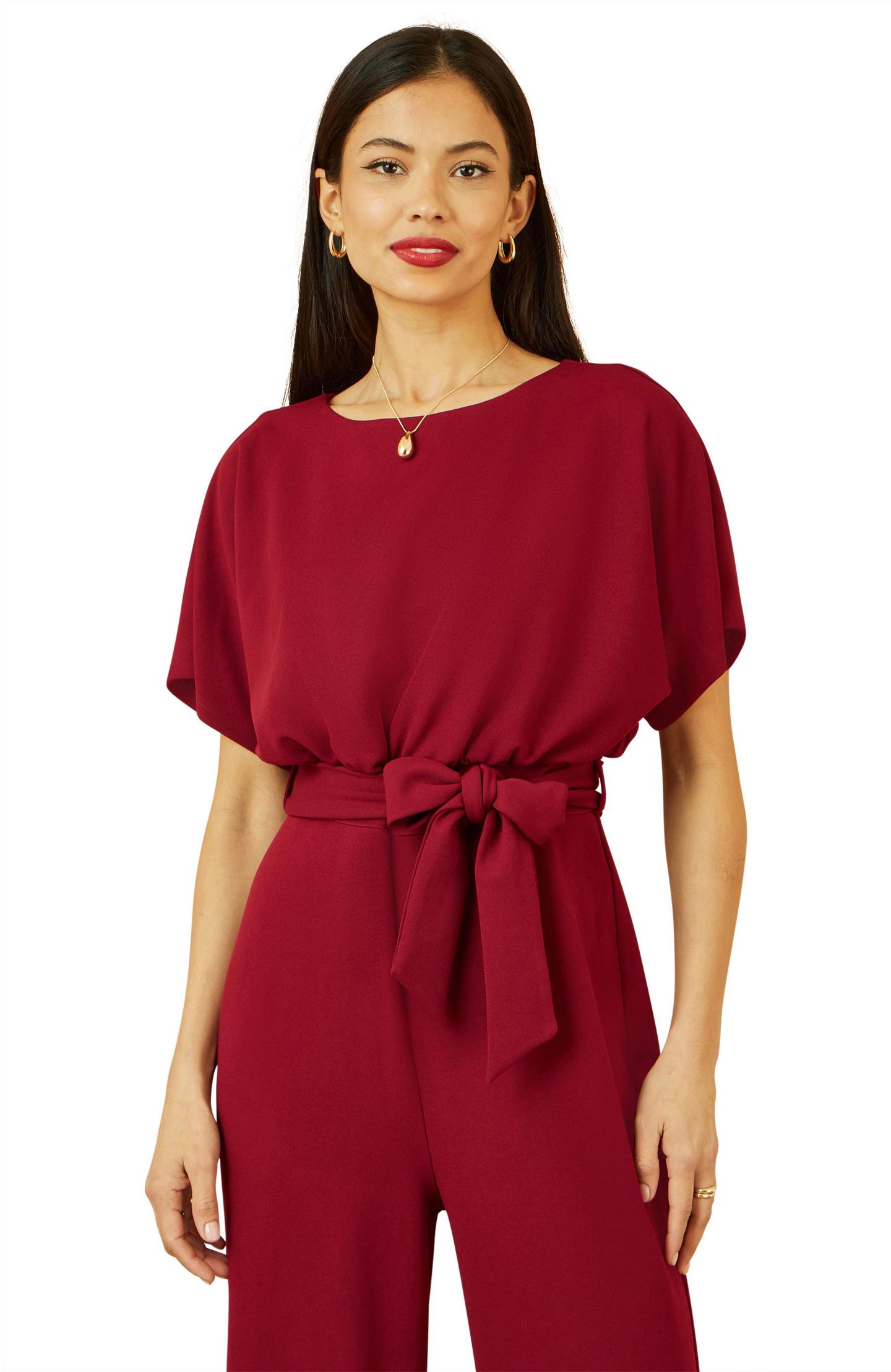 Женский комбинезон Yumi Batwing Stretch Jumpsuit, цвет: Бордовый — фото 2