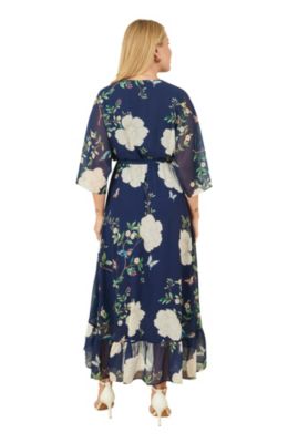 Women's Bird And Floral Print Midi Wrap Dress
