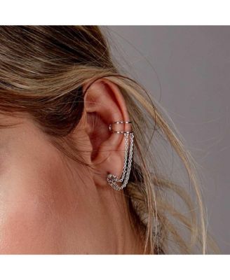 Art Deco Cuff and Stud with chain in Gold Vermeil