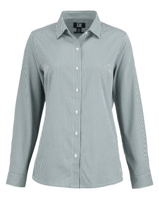 Women's Cutter and Buck Skyline Epic Confidence Recycled Gingham Long Sleeve Dress Shirt
