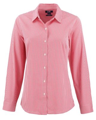 Women's Cutter and Buck Skyline Epic Confidence Recycled Gingham Long Sleeve Dress Shirt