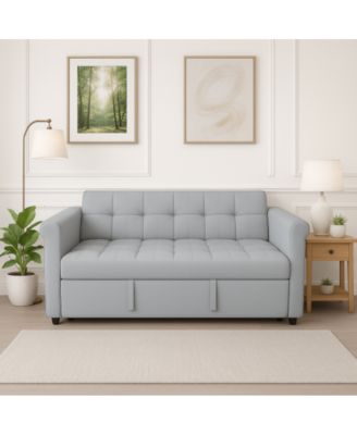 2-Seater Velvet Loveseat Sleeper Sofa Bed, Pull-Out Convertible Couch with Scroll Arms & Adjustable Backrest for Small Spaces