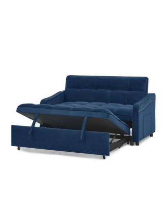 Velvet Loveseat Sleeper Sofa Bed with USB & Type-C Charging, Adjustable Backrest, Pull-Out Bed for Small Spaces-Maison Boucle