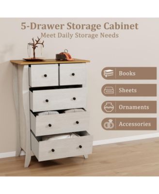 Dresser for Bedroom with 3 Folding Fabric Drawers and Anti-tipping Kit