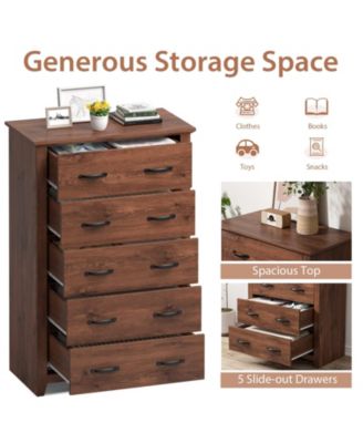 Tall Storage Dresser with 5 Pull-out Drawers for Bedroom Living Room
