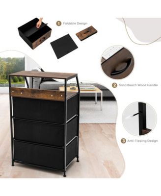 Freestanding Cabinet Dresser with Wooden Top Shelves