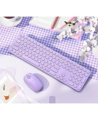 Wireless Keyboard And Mouse, USB & Type C 2-In-1 Receiver, SK73-3 Full Size Wireless Keyboard Mouse Combo,Compatible with Laptop, Desktop, PC-Purple