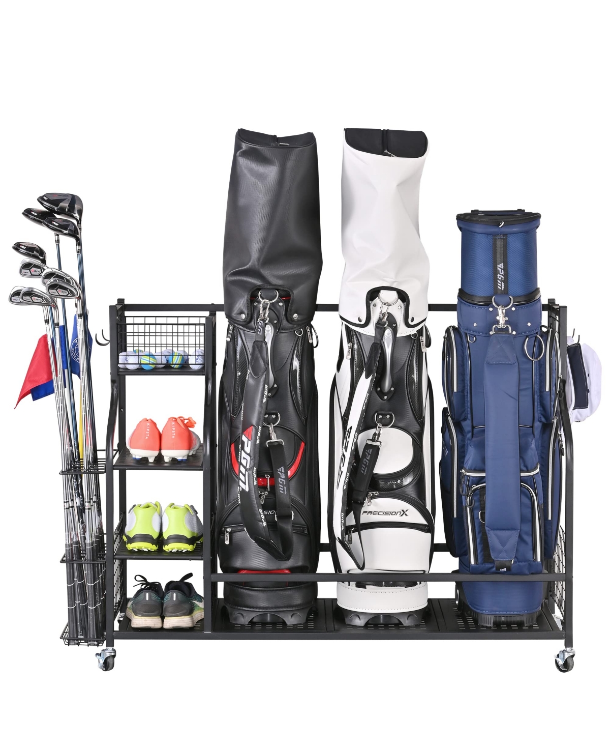 Mythinglogic Golf Storage Garage Organizer, Golf Bag Storage Stand and Other Golfing Equipment Rack