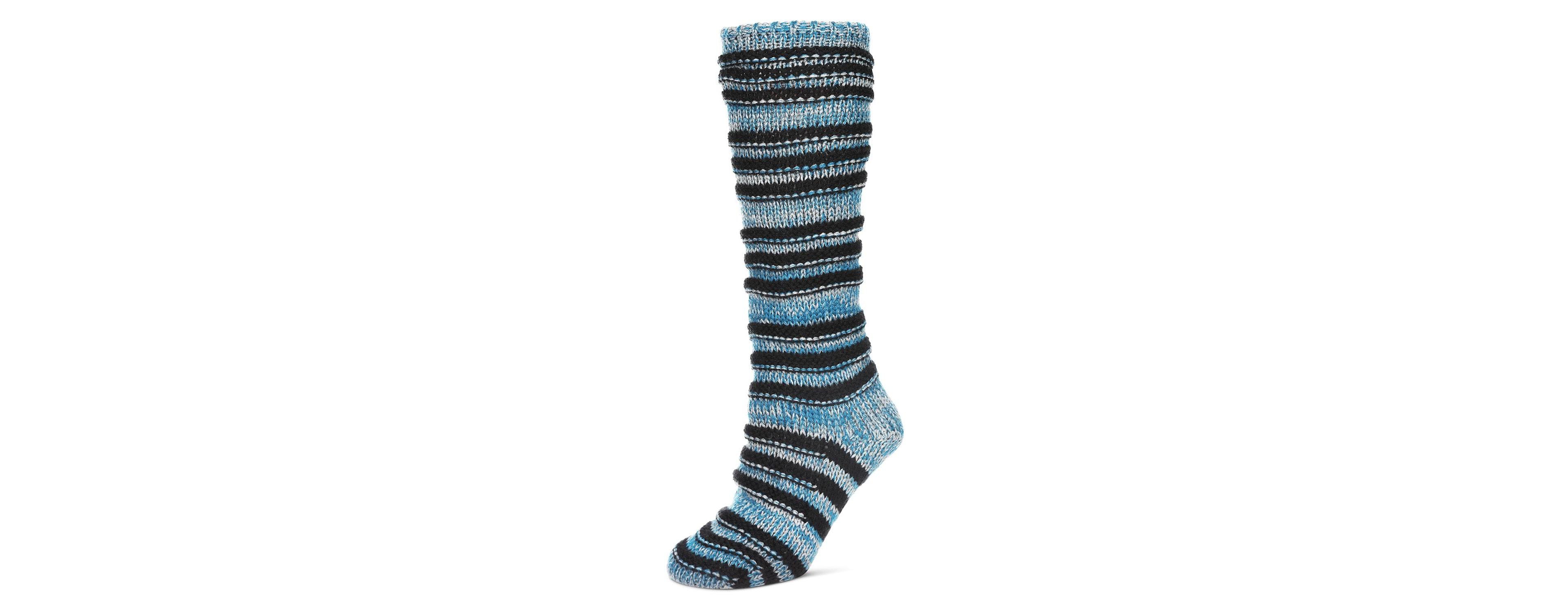 MeMoi Women's Tri Line Sherpa-Lined Lounge Sock