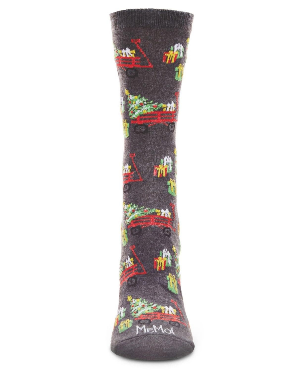 MeMoi Women's Red Wagon Holiday Crew Socks