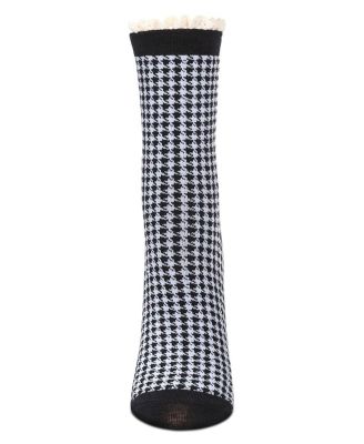 Women's Houndstooth Lace Cuff Crew Socks