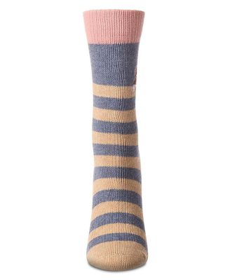 Women's "Just Hanging" Striped Embroidered Cotton Rich Novelty Crew Socks