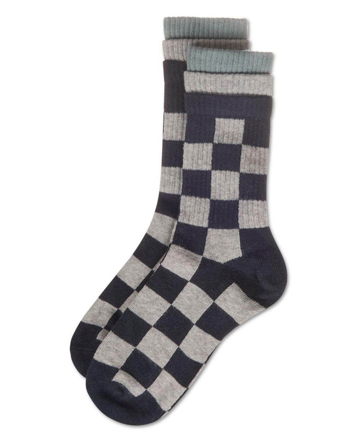 MeMoi Women's Checkmate Triple Cuff Crew Socks