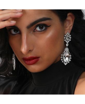 Women's Silver  Embellished Drop Earrings