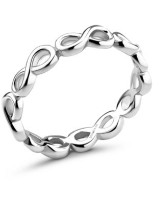 Infinity Eternity Ring in Rhodium Plated Sterling Silver, Size 8