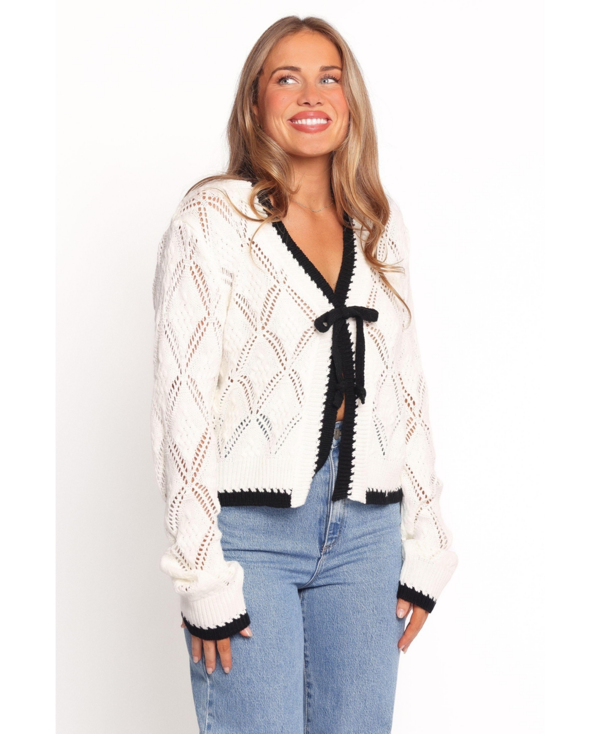 Petal and Pup Women's Lainy Bow Tie Font Cardigan
