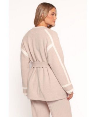 Women's Maloney Tie Front Coatigan - Beige S/M