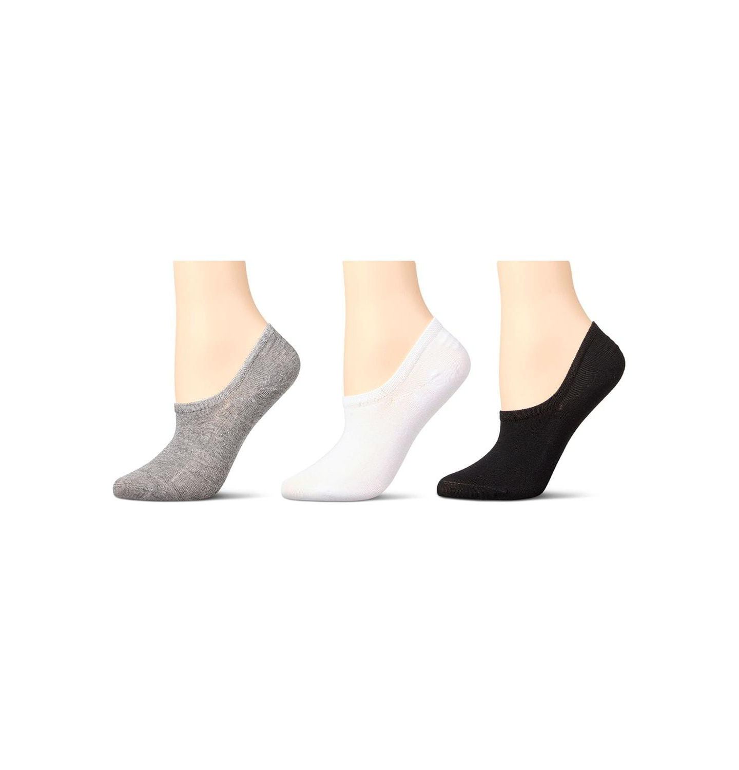 Женские кроссовки MeMoi 3 Pair Silky-Soft No Show Rayon Blend Sneaker Liners, цвет: Серый белый чёрный — фото 1