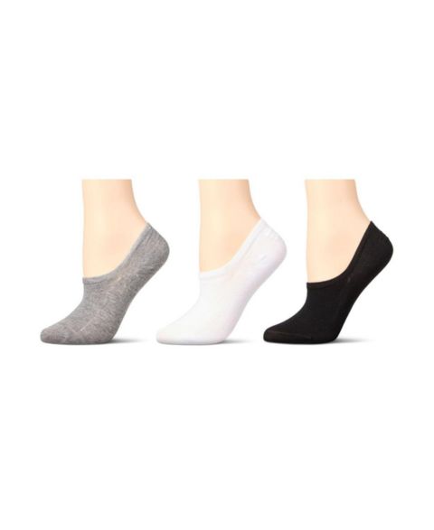 Женские кроссовки MeMoi 3 Pair Silky-Soft No Show Rayon Blend Sneaker Liners, цвет: Серый белый чёрный